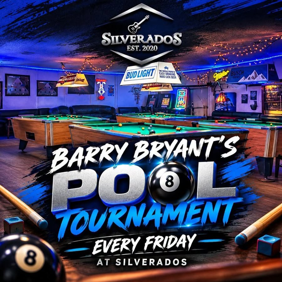 Pool, Darts & Cold Beer flyer — Any Day at Silverados