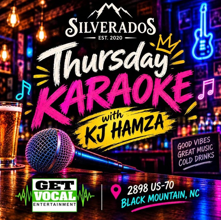 Thursday Karaoke flyer — Every Thursday · 7 PM at Silverados